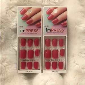 2 sets fuschia press-on nails - no glue needed